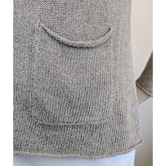 Eileen Fisher Silk Blend Button Cardigan Small Gray Knit Pockets Minimalist - Picture 6 of 10